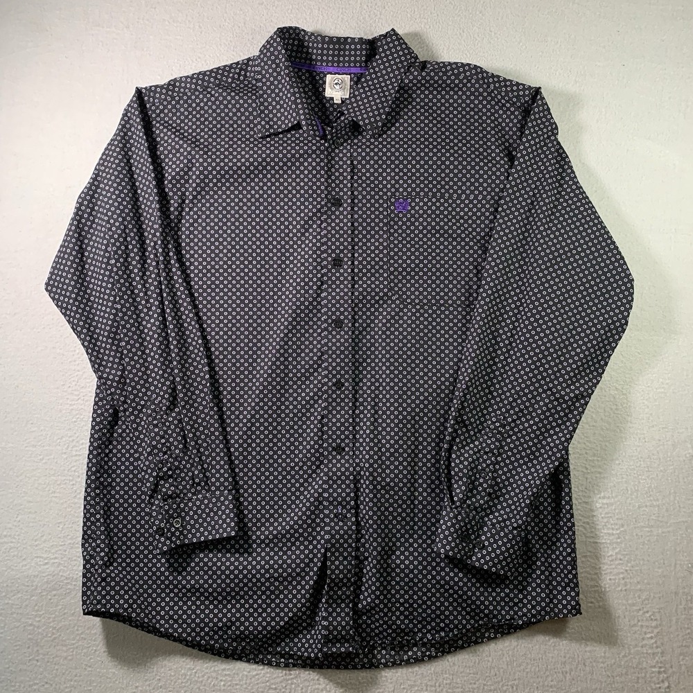 Cinch Shirt Mens XL Brown Geometric Pattern Long Sleeve Western Button Up